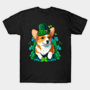 Funny Corgi Lover Shamrock Happy St Patricks Day T-Shirt